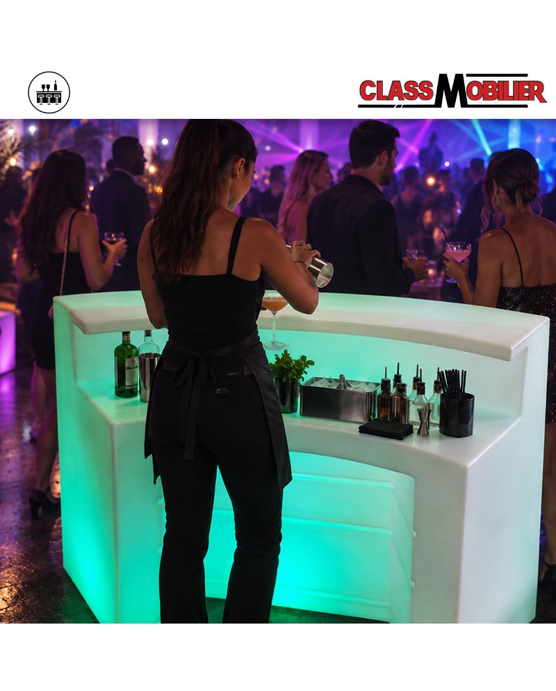 Bar comptoir lumineux courbé LED RGBW sans fil - longueur 175 cm