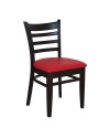 Chaise bistro en bois assise tapissée rouge