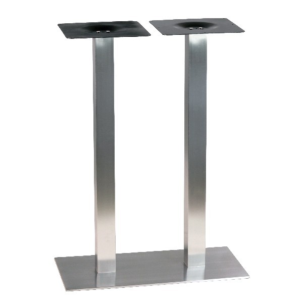 Piètement de table haute en inox brossé ultra plat pour 4 personnes