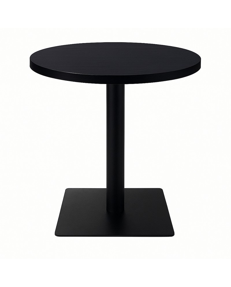 Table basse hauteur 55 cm - plateau rond Ø 60 cm – pied inox noir