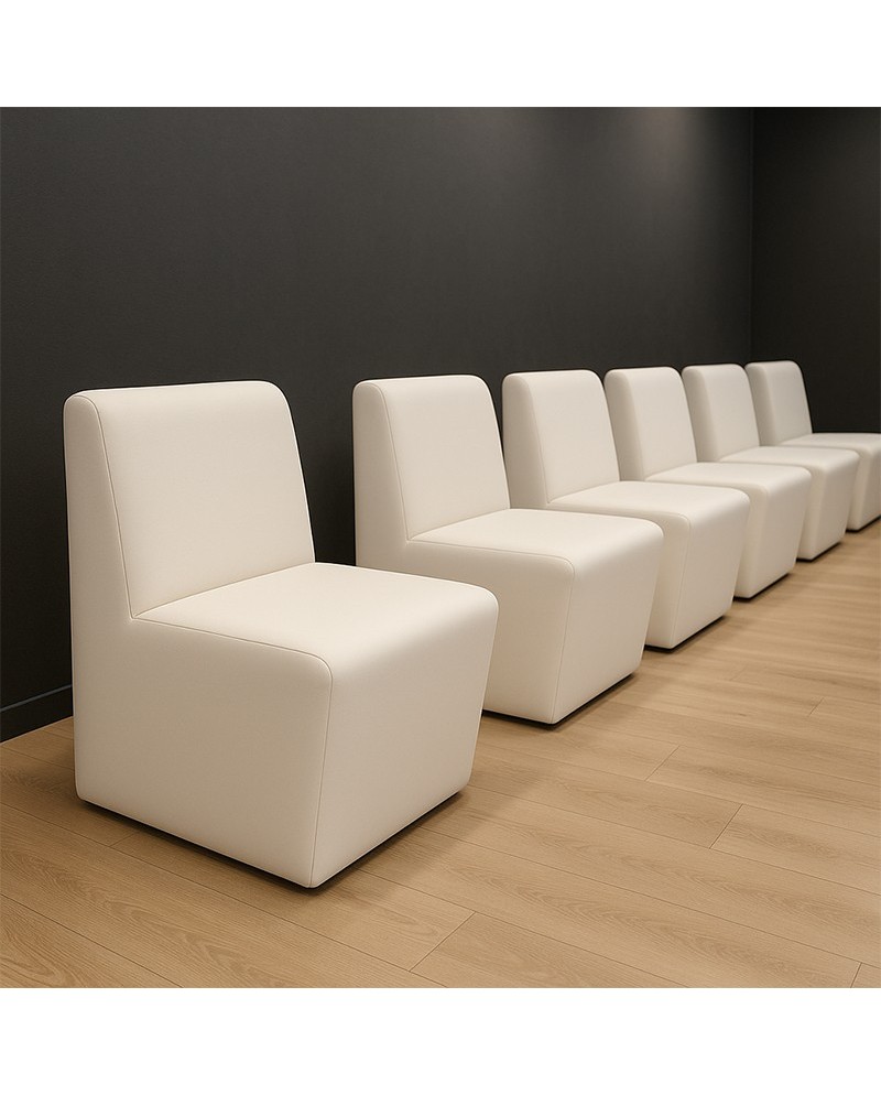 Chauffeuse 1 place - standard (H80xL45xP42 cm) - simili cuir grainé blanc- revêtement non feu M2