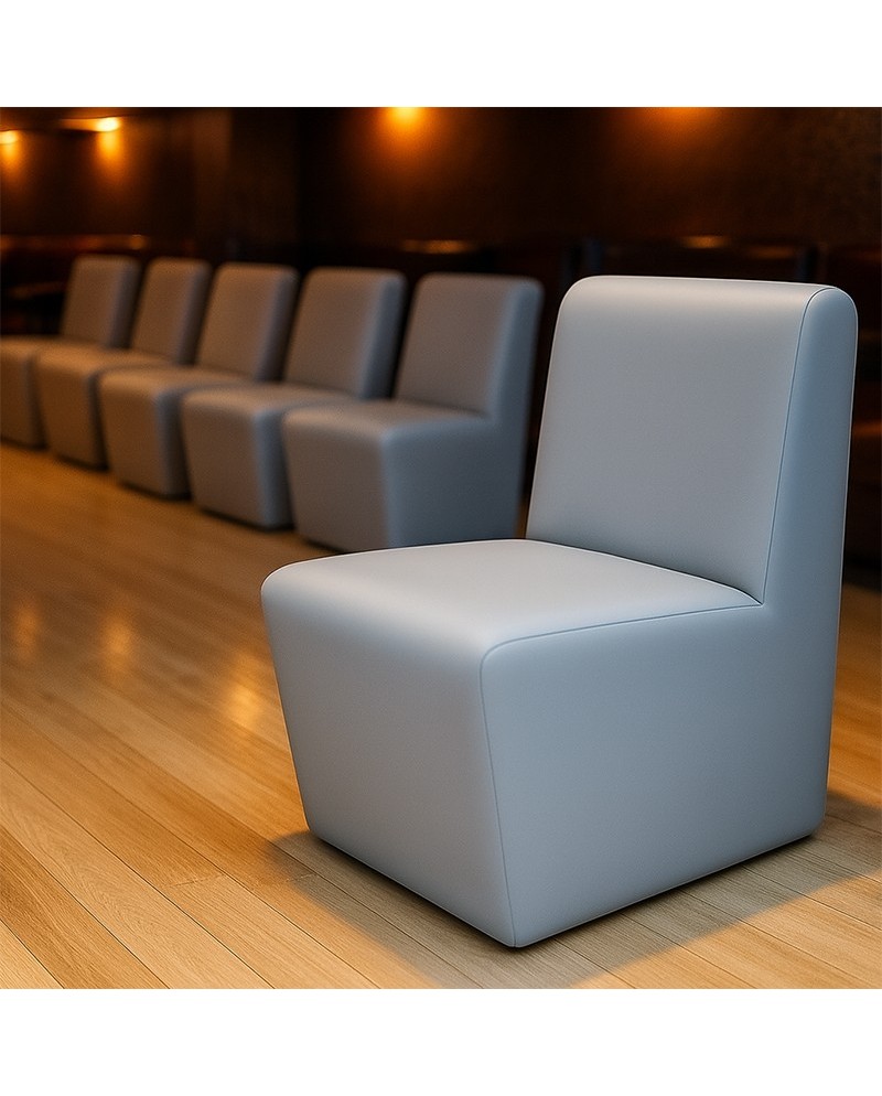 Chauffeuse 1 place - standard (H80xL45xP42 cm) - simili cuir grainé gris- revêtement non feu M2