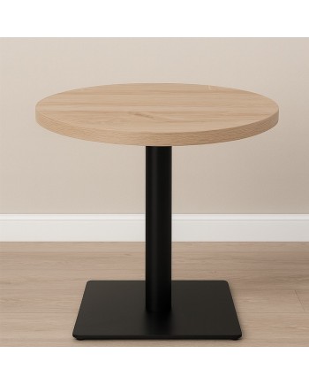 Table basse hauteur 55 cm - plateau rond Ø 60 cm – pied inox noir
