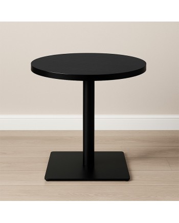 Table basse hauteur 55 cm - plateau rond Ø 60 cm – pied inox noir