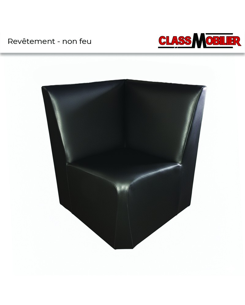 Chauffeuse angle 90° - Hauteur 80 cm - simili cuire noir grainé - Revêtement non feu M2