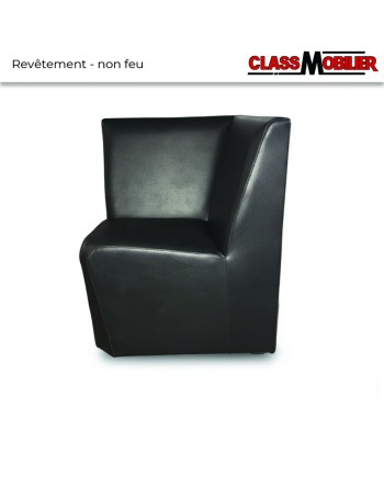 Chauffeuse angle 90° - Hauteur 80 cm - simili cuire noir grainé - Revêtement non feu M2