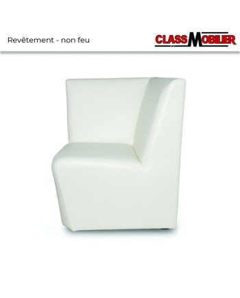 Chauffeuse d'angle 90° H80 - Simili Cuir Grainé Blanc - Revêtement Non Feu M2 Class Mobilier