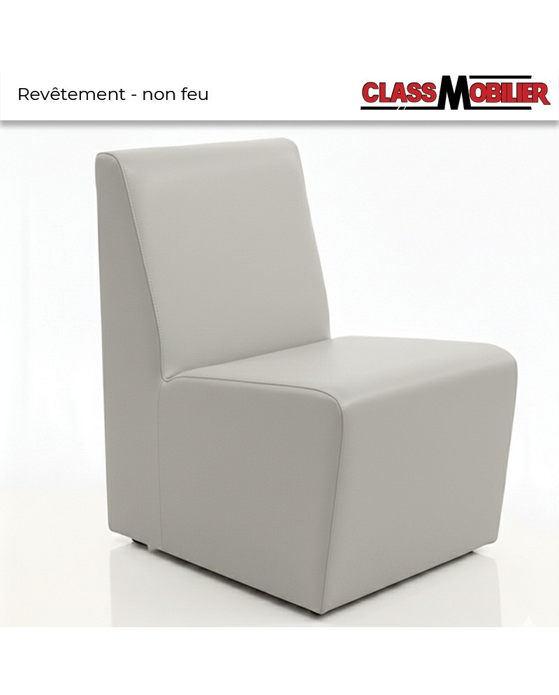 Chauffeuse 1 place - standard (H80xL45xP42 cm) - simili cuir grainé gris- revêtement non feu M2