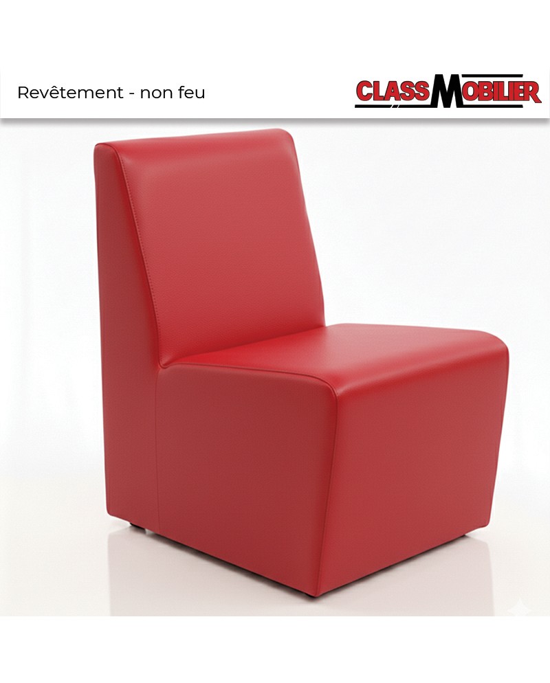 Chauffeuse 1 place - standard (H80xL45xP42 cm) rouge - simili cuir grainé - revêtement non feu M2