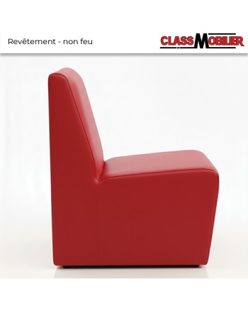 Chauffeuse 1 place - standard (H80xL45xP42 cm) rouge - simili cuir grainé - revêtement non feu M2