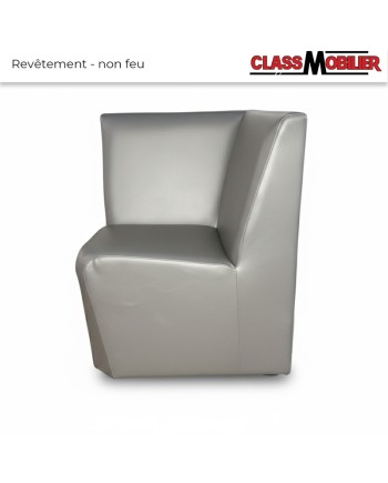 Chauffeuse d'angle 90° - Non Feu M2 - Simili Cuir Gris Grainé