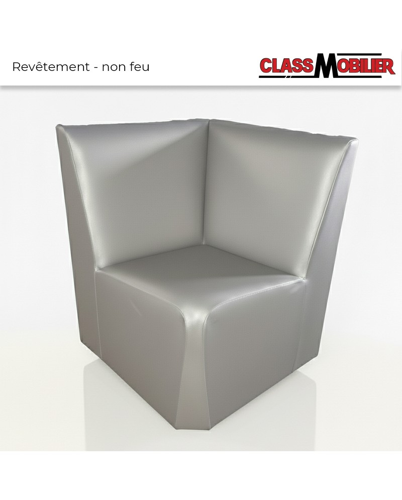 Chauffeuse d'angle 90° - Non Feu M2 - Simili Cuir Gris Grainé