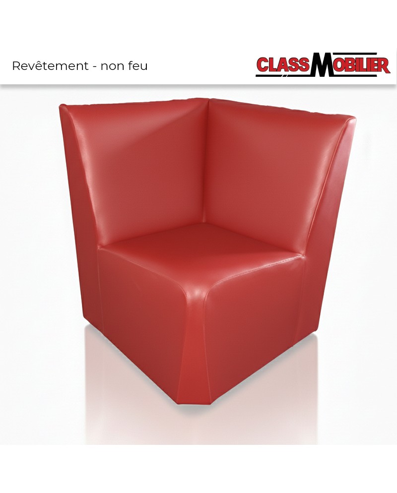 Chauffeuse d'angle 90° - Non Feu M2 - Simili Cuir Rouge Grainé