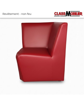 Chauffeuse d'angle 90° - Non Feu M2 - Simili Cuir Rouge Grainé