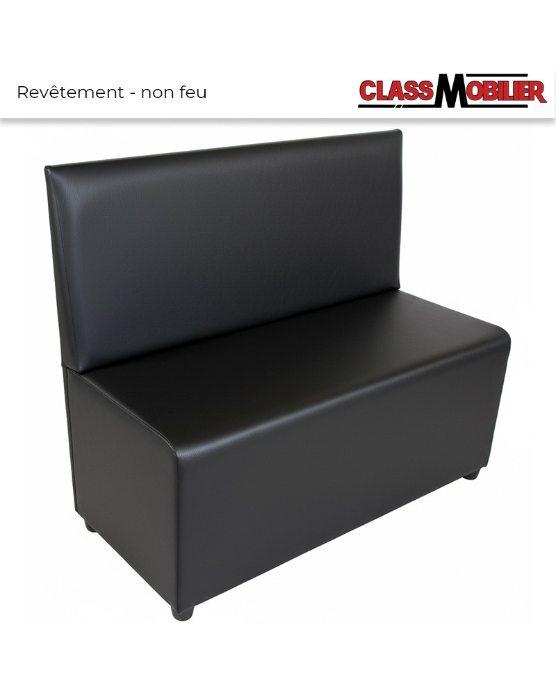 Banquette Restaurant - Noir Simili grainé - Norme Non Feu M2 - Cinq Largeurs Modulaires