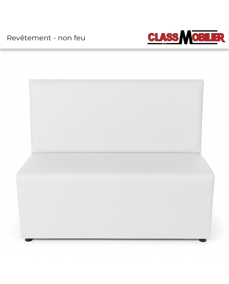 Banquette Restaurant - Blanc Simili grainé - Norme Non Feu M2 - Cinq Largeurs Modulaires