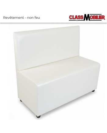 Banquette Restaurant - Blanc Simili grainé - Norme Non Feu M2 - Cinq Largeurs Modulaires