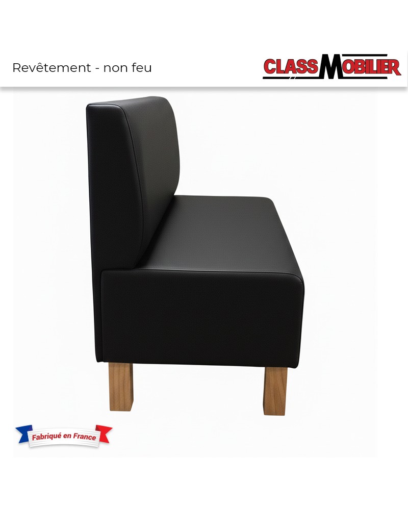 Banquette Professionnelle - Simili Cuir Noir non feu M2 - Longueur Modulaire