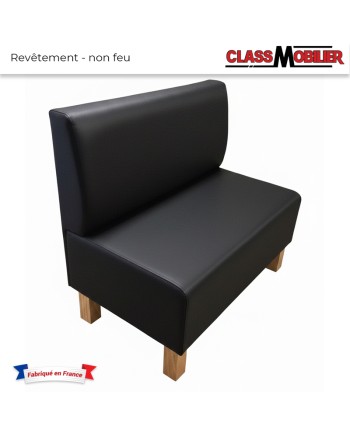 Banquette Professionnelle - Simili Cuir Noir non feu M2 - Longueur Modulaire