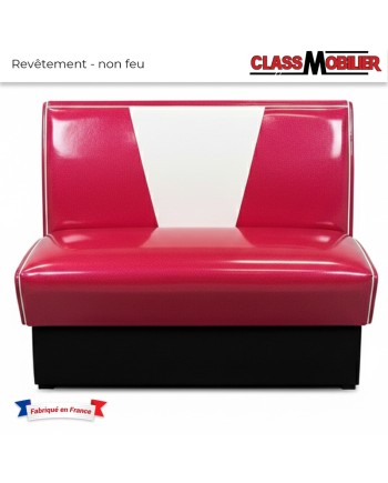 Banquette restaurant Diner Originale 110cm Rouge et Blanc - vue de face