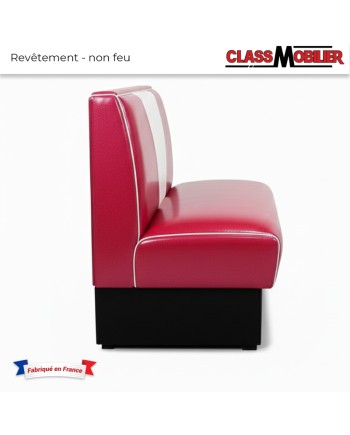Banquette restaurant Diner Originale 110cm Rouge et Blanc - vue de coté