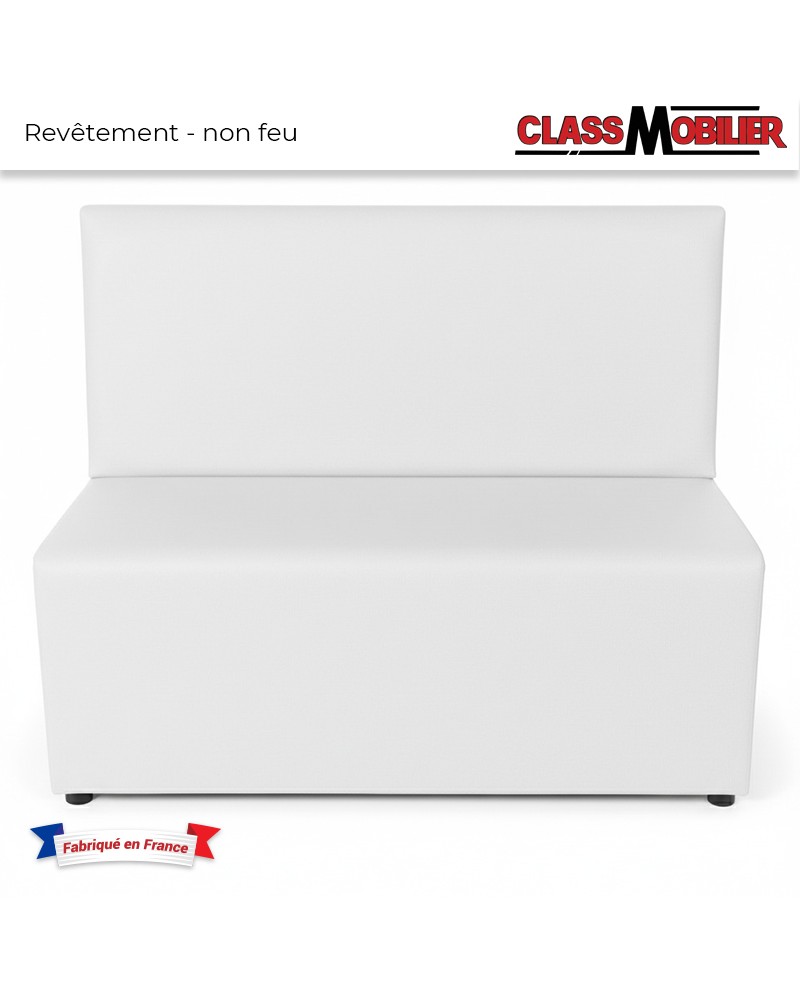 Banquette Restaurant - Blanc Simili grainé - Norme Non Feu M2 - Cinq Largeurs Modulaires