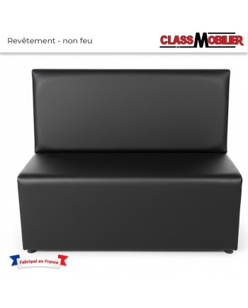 Banquette Restaurant - Noir Simili grainé - Norme Non Feu M2 - vue de face