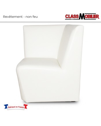 Chauffeuse d'angle 90° H80 - Simili Cuir Grainé Blanc - Revêtement Non Feu M2 Class Mobilier