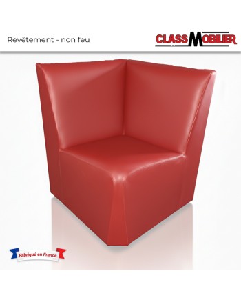 Chauffeuse d'angle 90° - Non Feu M2 - Simili Cuir Rouge Grainé