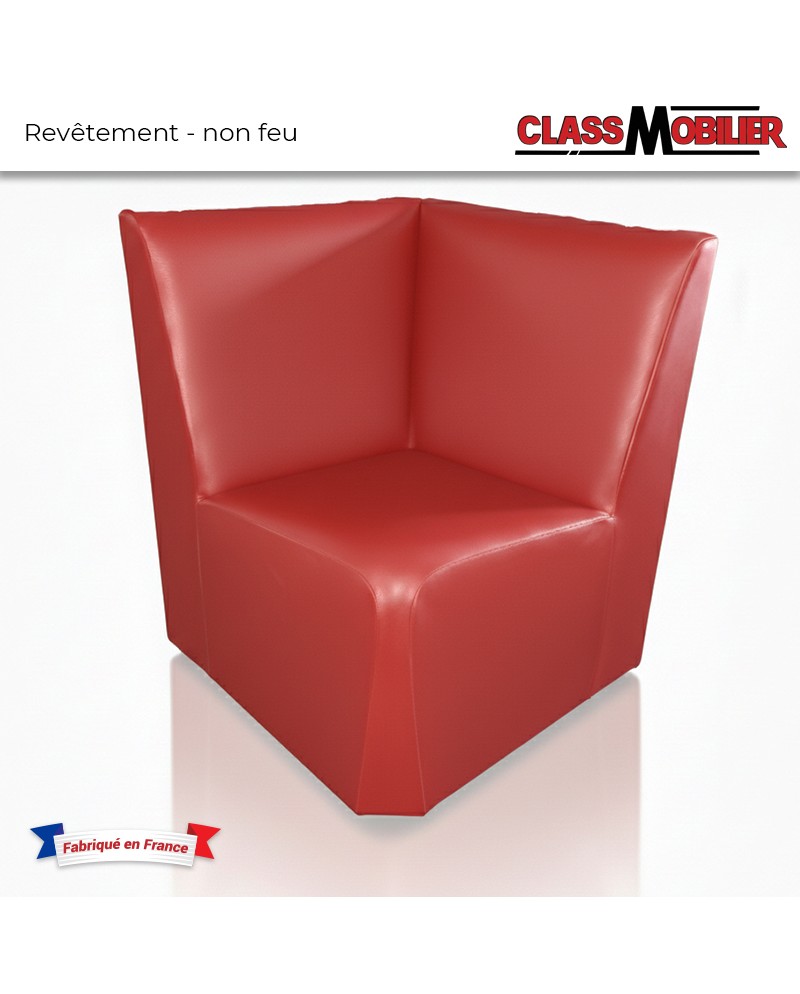 Chauffeuse d'angle 90° - Non Feu M2 - Simili Cuir Rouge Grainé