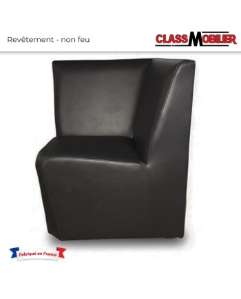 Chauffeuse d'angle 90° - Non Feu M2 - Simili Cuir Noir Grainé