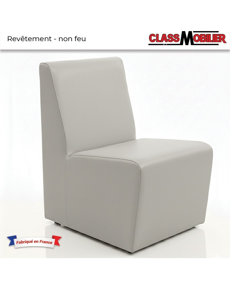 Chauffeuse 1 place - standard (H80xL45xP42 cm) - simili cuir grainé gris- revêtement non feu M2