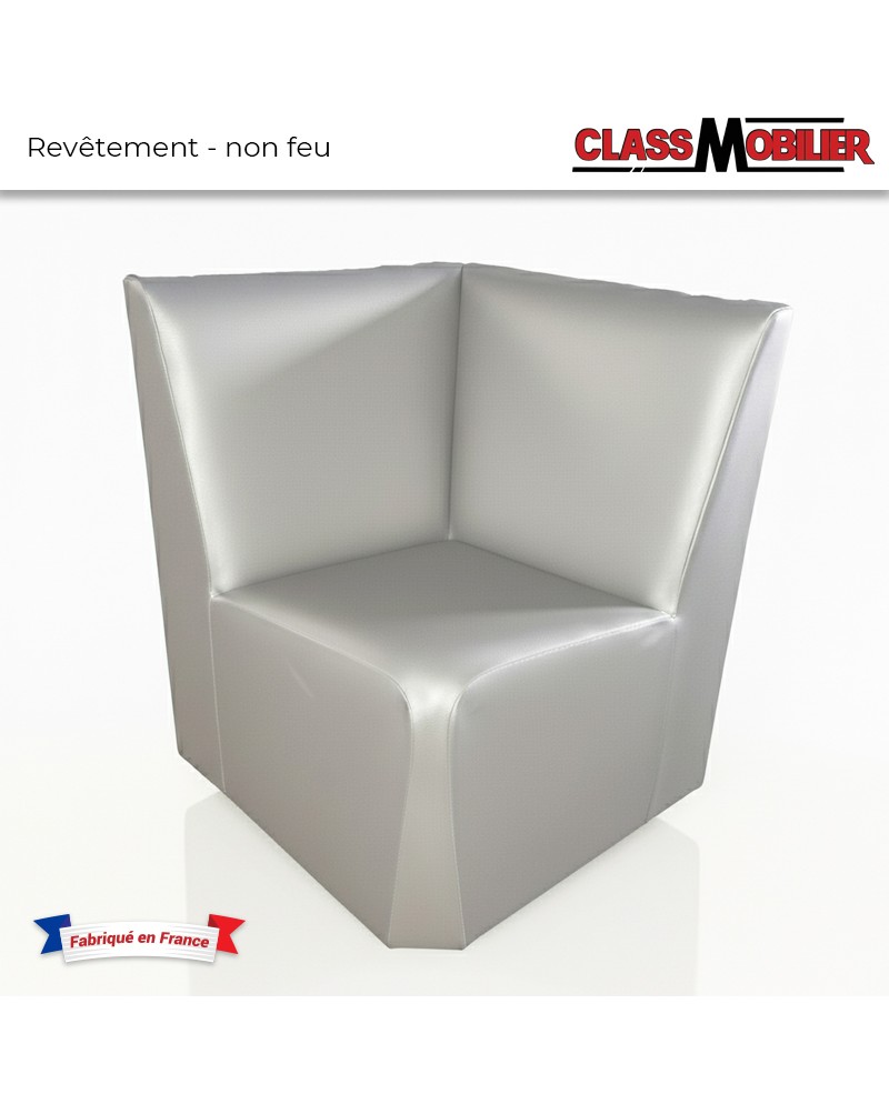 Chauffeuse d'angle 90° - Non Feu M2 - Simili Cuir Gris Grainé