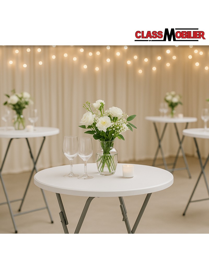 Table pliante réception COCKTAIL 80 - Hauteur 110 cm - Plateau polyéthylène