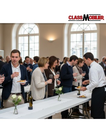 Table pliante XL (182x75 cm) - Réception & Traiteur - Plateau Polyéthylène + Pieds Métal