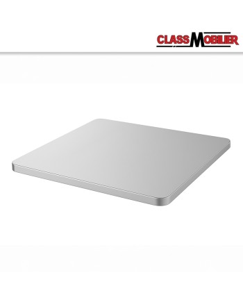 Plateau de table Mélaminé Argent - coin arrondi, Chant Aluminium Brillant