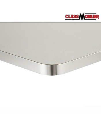 Plateau de table Mélaminé Argent - coin arrondi, Chant Aluminium Brillant