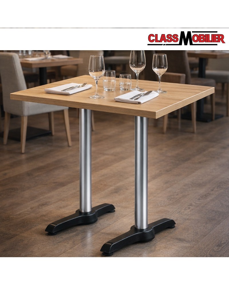 Pied de table double Professionnel - Hauteur 72 - Colonnes aluminium et base en fonte