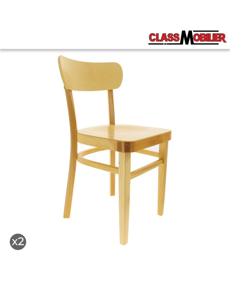 Chaise Bastia structure hêtre naturel - lot de 2