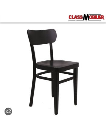 Chaise Bastia structure hêtre wengé - lot de 2