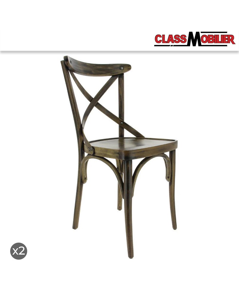 Chaise Chinon en bois Hêtre cérusé foncé - Lot de 2