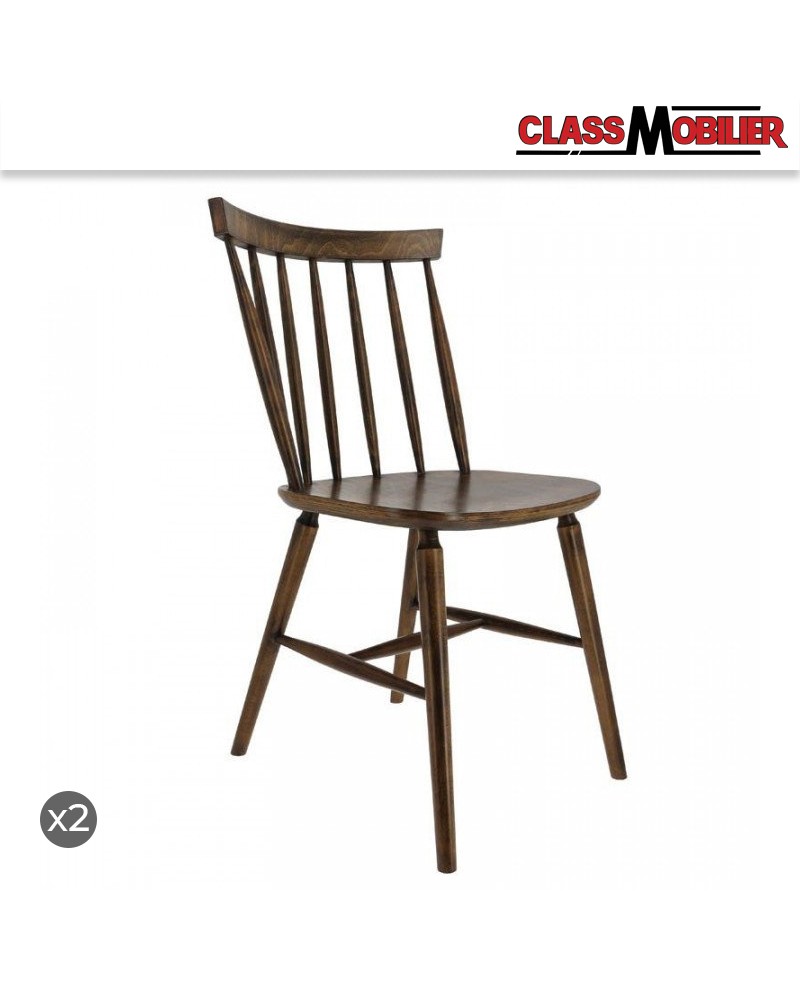 Chaise Nancy en bois Hêtre cérusé foncé - Lot de 2