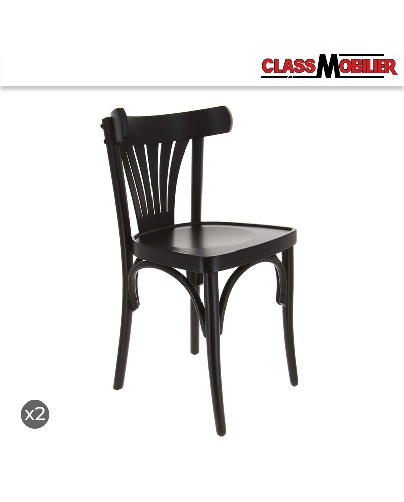 Chaise New Orleans en hêtre noir - Lot de 2