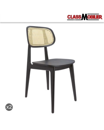 Chaise Alizay en hêtre finition noir - lot de 2