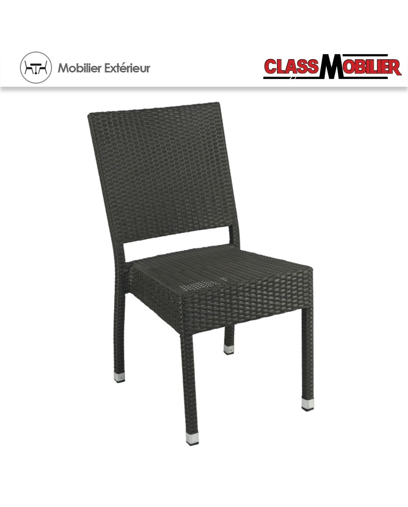 Chaise SARAH - Structure aluminium - Tressage PE - Couleur GRIS SOIE