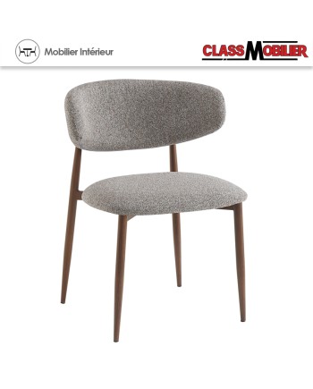 Chaise Bonnie structure en acier imitation Noyer - Assise et dos tissu