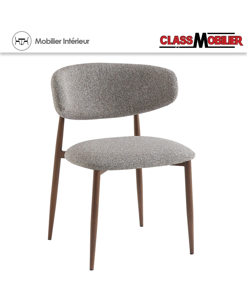Chaise Bonnie structure en acier imitation Noyer - Assise et dos tissu