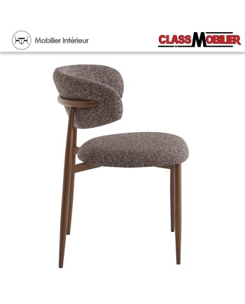Chaise Bonnie structure en acier imitation Noyer - Assise et dos tissu