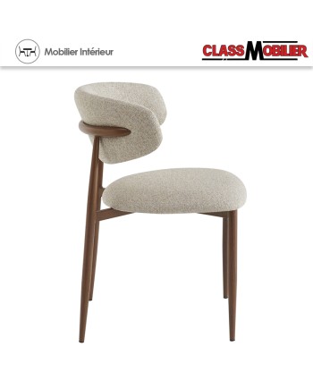 Chaise Bonnie structure en acier imitation Noyer - Assise et dos tissu