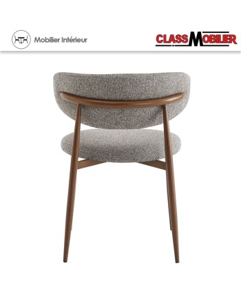Chaise Bonnie structure en acier imitation Noyer - Assise et dos tissu